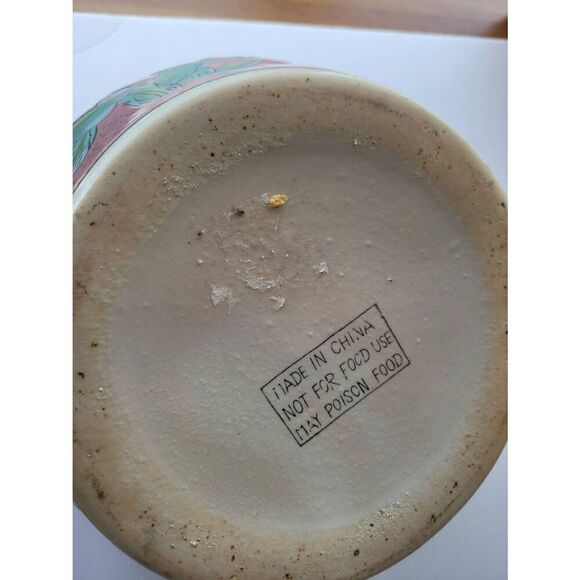 Vintage Chinese porcelain Planter or fish bowl pot hand painted flowers - Picture 6 of 7